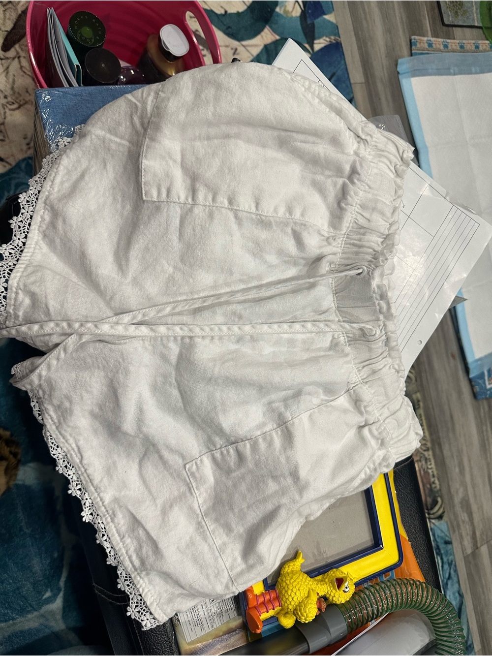 Women’s time and true White Lace-Trim Elastic Waist Bermuda Shorts